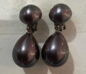 CLIPS ARGENT PERLES IRISES BOUTONS 12mm+POIRES 14X18mm NOIR IRISE - couleur TAHITI