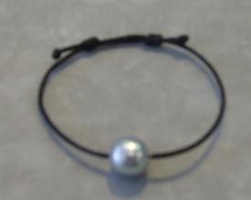 BRACELET CORDON POLYAMIDE +1 PERLE IRISEE BAROQUE 12mm - 3 COULEURS au choix 