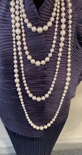 COLLIER SAUTOIR 90cm PERLES de BOHEME de qualité STH 3 CHUTES 14mm 