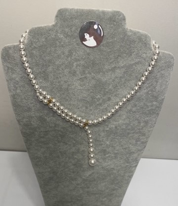 COLLIER 40m en Y 40cm PERLES de BOHEME de qualité STH 1/2 Dble + Y en chute AD 
