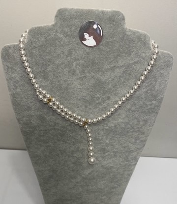 COLLIER en Y 40cm PERLES de BOHEME de qualité STH 1/2 Dble + Y en chute AD 