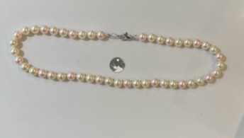 COLLIER 40cm PERLES PERLES de BOHEME qualité STH 08mm BI COLOR 2 CREME+1 ROSE NDS FERMOIR A