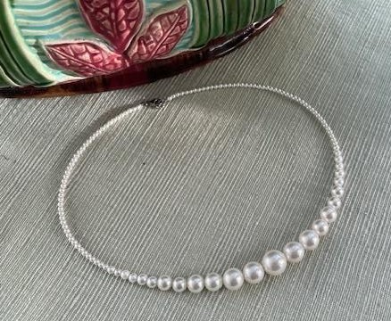 COLLIER 48cm en DEGRADE 1 CHUTE de PERLES de BOHEME de qualité STH de 16mm à 04mm. Fermoir en ARGENT 925°%. CO/11.1CHUTE 16 