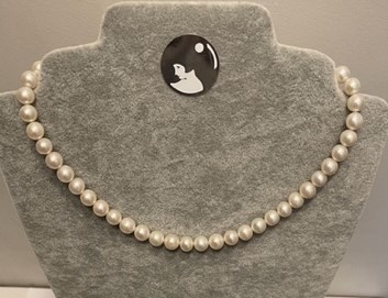 COLLIER 38cm PERLES EAU DOUCE 7,5/8mm, Enfilage simple, Fermoir ARGENT RHODIE