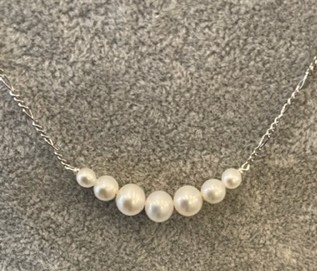 COLLIER 42cm CHAINE FIGARO ARGENT CHUTE PERLES d'EAU DOUCE 6.5.4mm