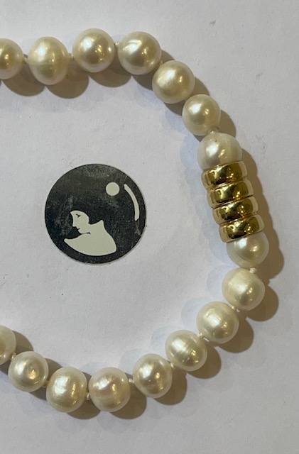 COLLIER 45cm PERLES EAU DOUCE 08/09mm avec noeuds, fermoir MAGNETIQUE AD forme TONNEAU