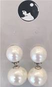 CLIPS ARGENT PERLES IRISEES BOUTONS 10mm+BOULES 14mm                   BLANC