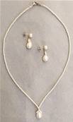 PARURE COLLIER Y et BOUCLES BAGUE POIRE N°3 PERLES EAU DOUCE