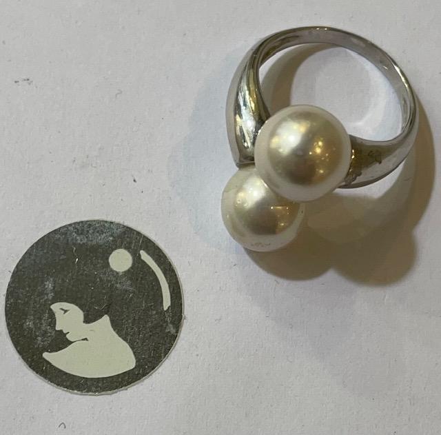 BAGUE ARGENT 925°% TOI et MOI PERLES de BOHEME qualité STH