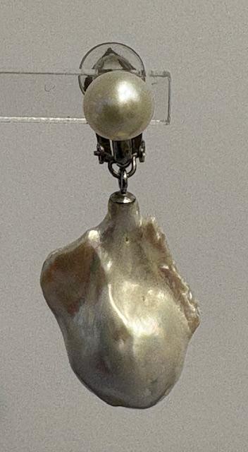 CLIPS ARGENT BOUTONS 07mm + POIRES KESHIS 113x30mmm PERLES EAU DOUCE 