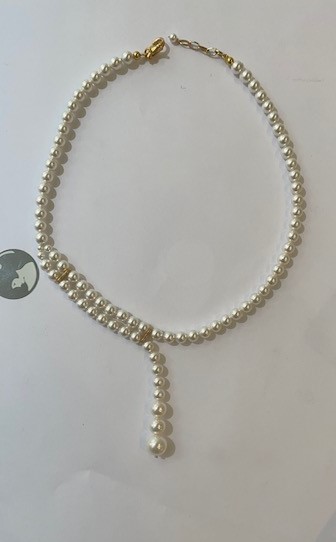 COLLIER en Y 40cm PERLES de BOHEME de qualité STH 1/2 Dble + Y en chute AD 