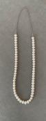 COLLIER 62cm CHAINE ARGENT et PERLES EAU DOUCE 08mm Enfilage simple. Sans fermoir