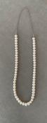 COLLIER CHAINE ARGENT SAN1 65cm 59 PERLES EAU DOUCE SSND