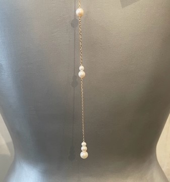 COLLIER 90cm CHAINE PLO recto-verso PERLES EAU DOUCE . SANS FERMOIR
