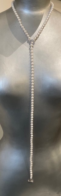 COLLIER 80cm SAUTOIR PERLES de BOHEME de qualité STH 06mm ENFILAGE NOEUD, ANNEAU COULISSANT STRASS