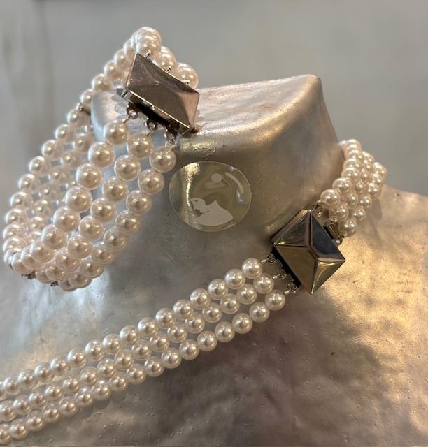 COLLIER 34cm PERLES de BOHEME de qualité STH 05mm FERMOIR CLIQUET en ARGENT RHODIE