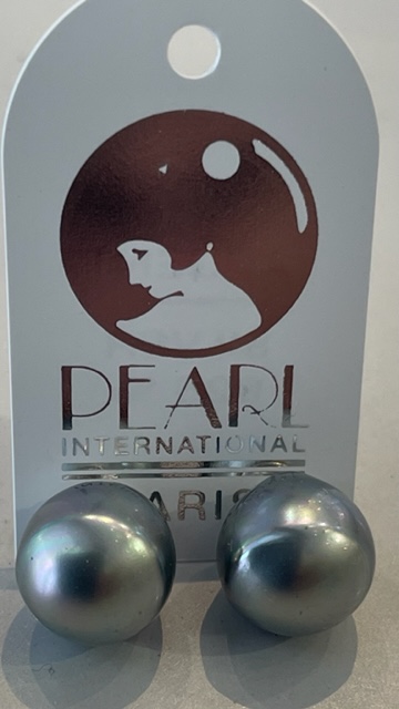PUCES ARGENT 925°% PERLES IRISEES BOULES BAROQUES 10mm GRIS BO/1010BARGRIS