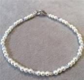 BRACELET PERLES UREA BLANCHES+CRISTAL SWAB 03mm