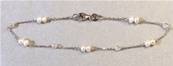 BRACELET/GOURMETTE CHAINE FORCAT ARGENT+10 PERLES EAU DOUCE+3 CRYSTAUX