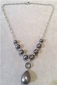 COLLIER DEAUVILLE PERLES IRISEES couleur TAHITI-CHAINE ARGENT+PERLES et POIRE PERLE IRISEE TAHITI    