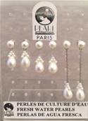 PUCES ARGENT 925 BOUTONS 06mm CH 2cm+BAGUE+ POIRES N°3 PERLES EAU DOUCE