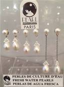 PUCES et CHAINE 3.5cm ARGENT BOUTONS 06mm+POIRES N°3 PERLES EAU DOUCE
