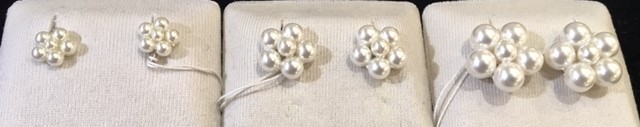 CLIPS ARGENT " TREFLE " PERLES BOHEME 05mm BLANC CREME