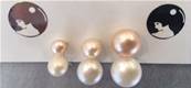 CLIPS ARGENT DOUBLES BI PERLES EAU DOUCE BI BOUTONS 10mm ROSE&12mm BLANC 