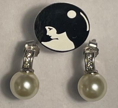 PUCES COQUILLES ARGENT STRASS 10CN1+PERLES IRISEES 10mm