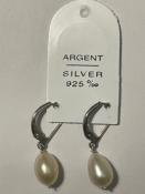 DORMEUSES TOKYO ARGENT 15T+POIRES N°3 PERLES EAU DOUCE