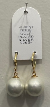 DORMEUSES TOKYO ARGENT DORE  PERLES de BOHEME de qualité STH BOULES 14mm