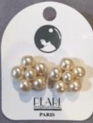CLIPS ARGENT " TREFLE " PERLES BOHEME 05mm BLANC CREME