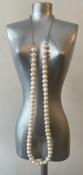 COLLIER 62cm CHAINE ARGENT et PERLES EAU DOUCE 08mm Enfilage simple. Sans fermoir
