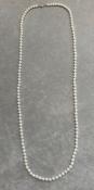 COLLIER 80cm PERLES EAU DOUCE 05/0,6mm avec noeuds FERMOIR ARGENT 