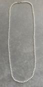 COLLIER 80cm PERLES EAU DOUCE 05/06mm avec noeuds FERMOIR ARGENT 