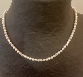 COLLIER 42cm PERLES de BOHEME de qualité STH BLANC 05mm  Enfilage simple Fermoir ARGENT