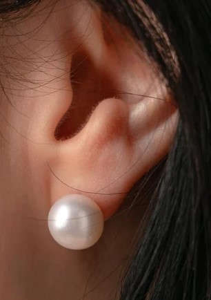 PUCES ARGENT BOUTONS 3/4 de 11mm PERLES EAU DOUCE BLANC