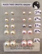 PUCES ARGENT 925°% PERLES IRISEES BOULES 06mm BLANC BO/1006