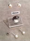PUCES ARGENT BOUTONS 3/4 de 05mm PERLES EAU DOUCE BLANC