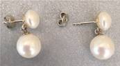 PUCES ARGENT PERLES IRISEES BOUTONS 08+BOULES 10mm BLANC
