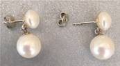 PUCES ARGENT 925°% + PERLES EAU DOUCE NAT BOUTONS 08mm + BOULES PERLES de BOHEME de qualité STH 10mm BLANC BO/1028+10