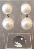 PUCES ARGENT PERLES IRISEES BOUTONS 08+BOULES 10mm BLANC