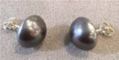 PUCES ARGENT PERLES IRISEES BOUTONS 12mm NOIR IRISE couleur TAHITI
