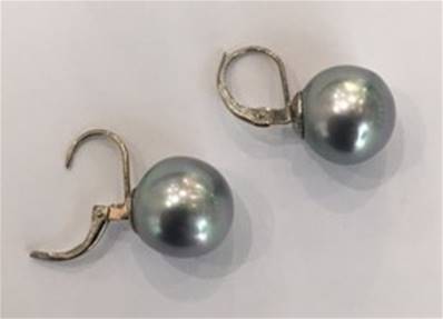 DORMEUSES CATALANES ARGENT PERLES IRISEES BOULES BAROQUES 10mm GRIS