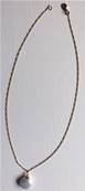 COLLIER 50cm CHAINE FIGARO PLAQUE OR+PERLE EAU DOUCE PASTILLE N°4