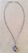 COLLIER Y ROCAILLES HEMATITE+ BOUCLES 15T14X18 POIRES PERLE IRISEE couleur TAHITI