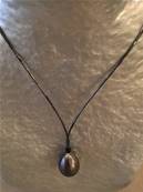 COLLIER Y ROCAILLES HEMATITE+ BOUCLES 15T14X18 POIRES PERLE IRISEE couleur TAHITI
