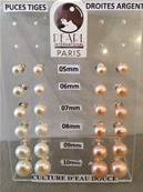 PUCES ARGENT BOUTONS 3/4 de 07mm PERLES EAU DOUCE ROSE PECHE