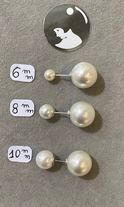BO DUO SILVER STUDS FRESH WATER PEARLS BUTTONS08&12mm