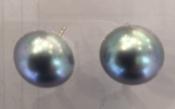 PUCES ARGENT 925°% PERLES IRISEES BOUTONS 12mm GRIS  BO/1032 GRIS